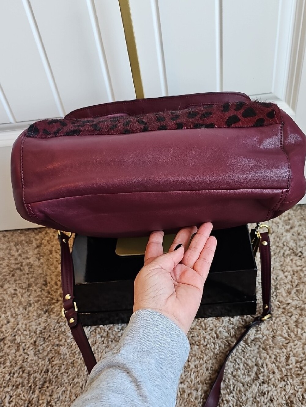 COACH Limited Edition Park Ocelot Leopard Haircalf Flap Satchel Oxblood F24986 - Picture 7 of 10